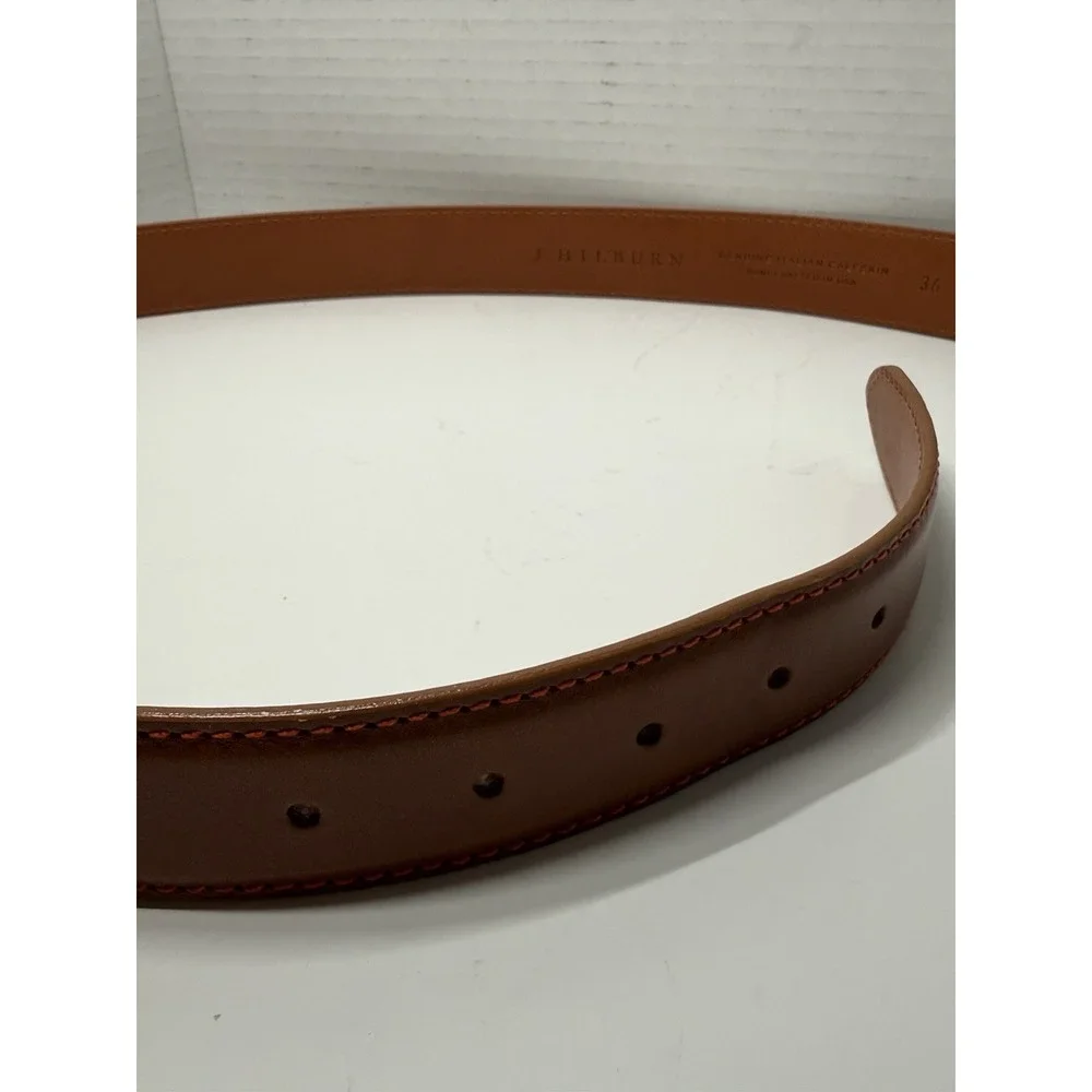 J. HILBURN MEN'S ITALIAN CALFSKIN LEATHER DRESS BELT 36 HANDCRAFTED IN USA
